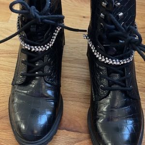 Express jeweled croc boots